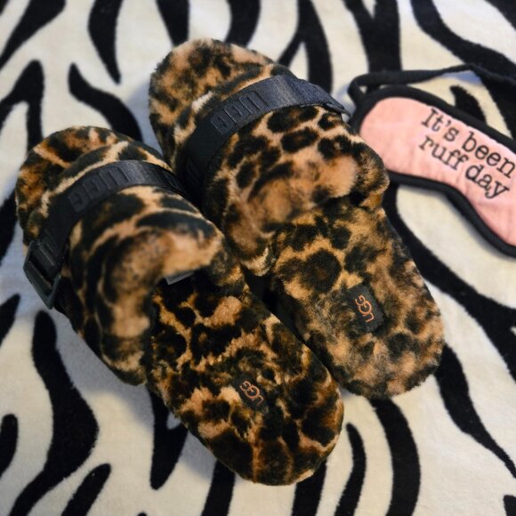 UGG Fluffita Panther/Animal/Leopard/Cheetah Platform Slipper/Sandal/Slide NWOB - Picture 4 of 16